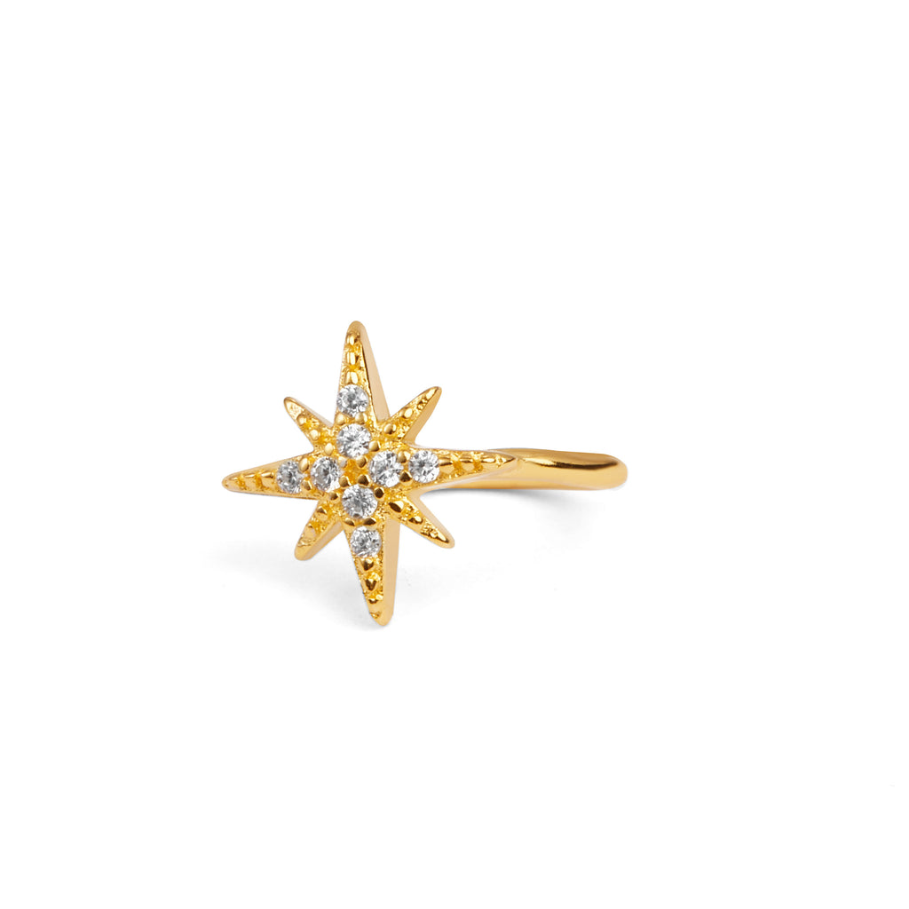 14k Gold Plated CZ Star Ear Cuff - Chloe Rebecca