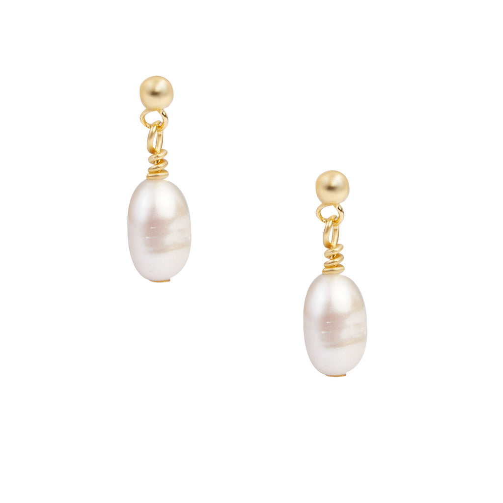 18K Gold Plated Pearl Drop Earrings - Chloe Rebecca