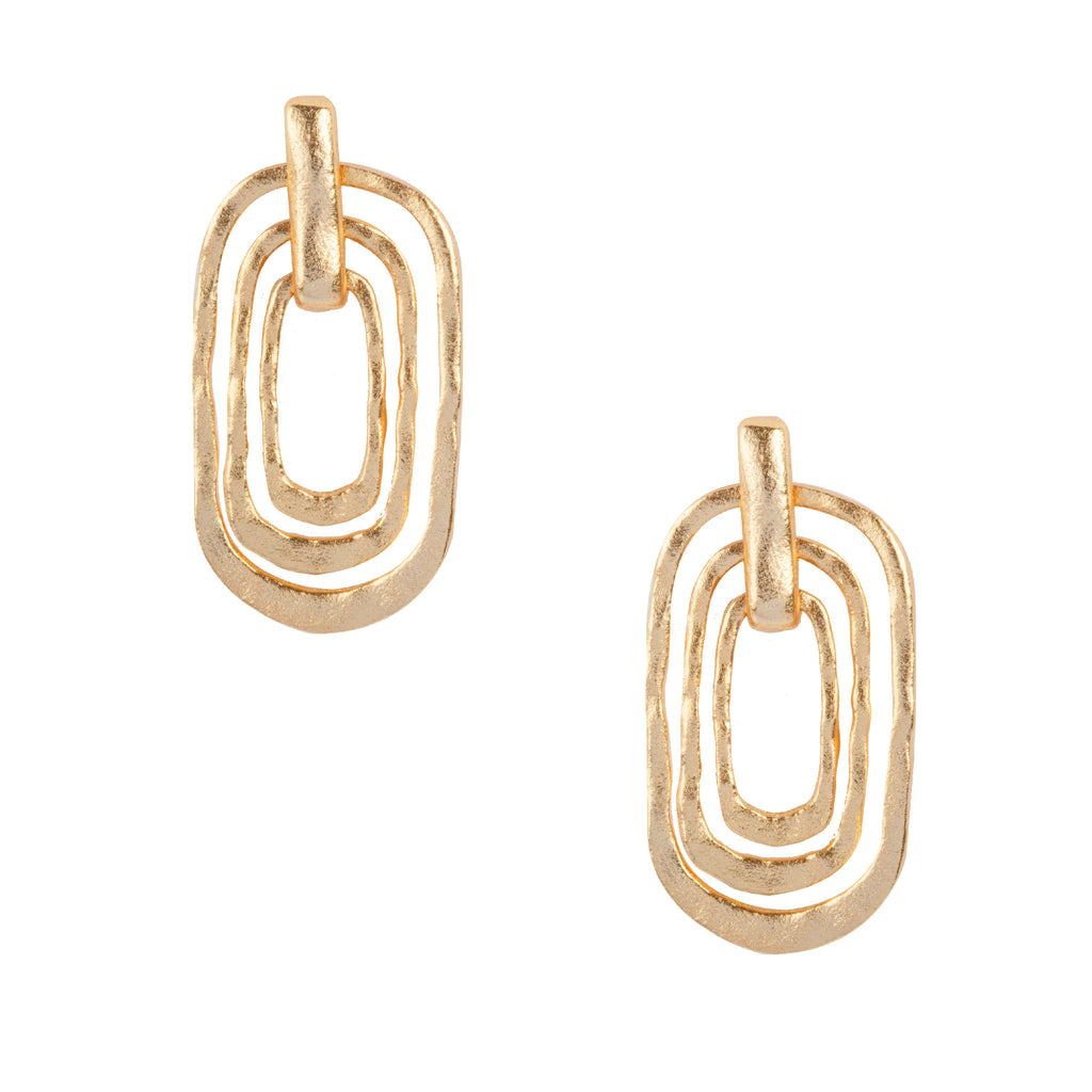 18k Gold Plated Oval Drop Earrings - Chloe Rebecca