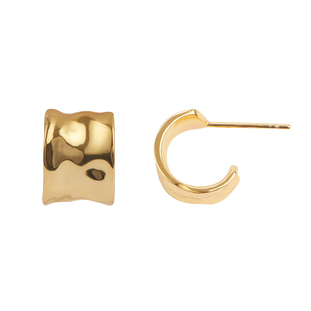 14k Gold Plated Wide Hoops - Chloe Rebecca