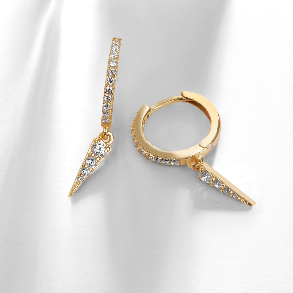 14K Gold Plated Small Huggie CZ Spike - Chloe Rebecca